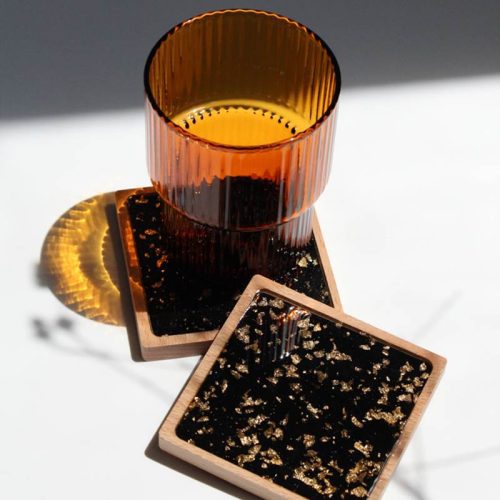 Amber Drinkware with Confetti Coaster