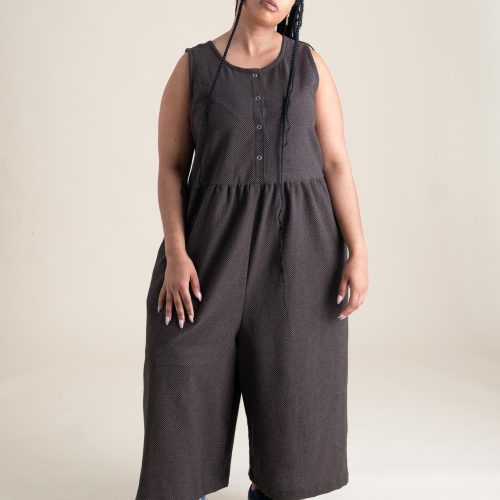 Asia Backyard Jumpsuit Espresso Dot Cotton 07