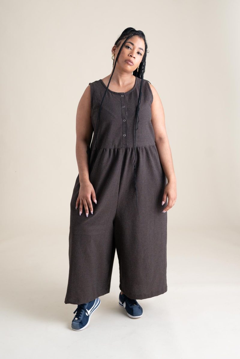 Asia Backyard Jumpsuit Espresso Dot Cotton 07