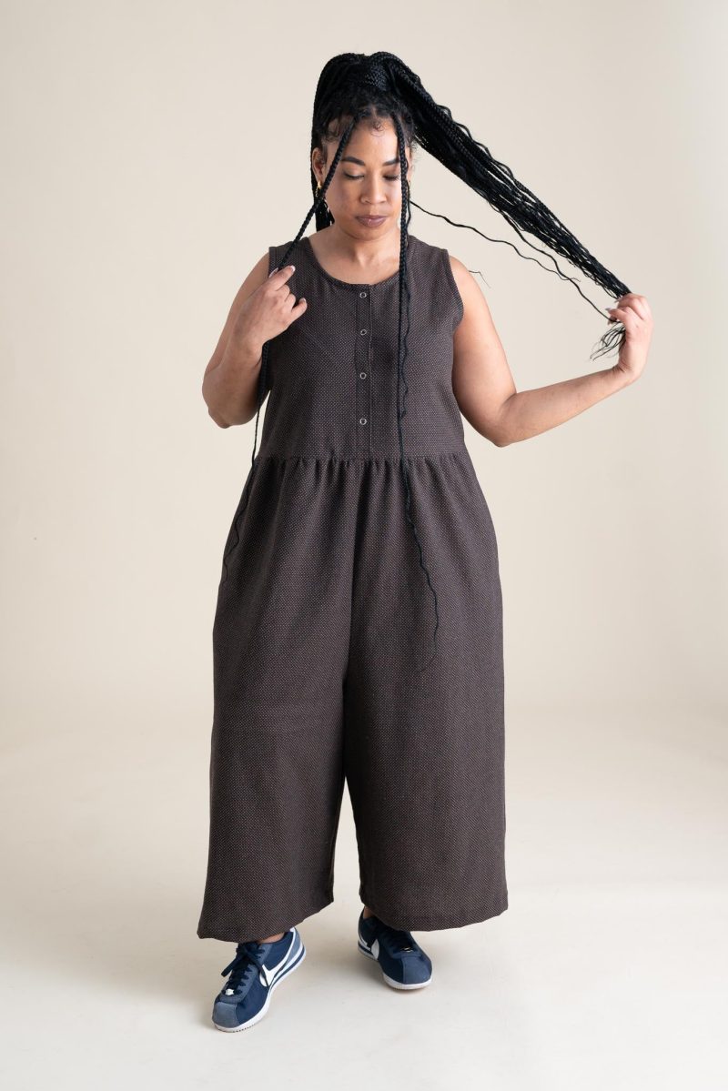 Asia Backyard Jumpsuit Espresso Dot Cotton 08