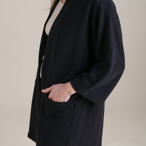 Audra Timberline Cardigan Black Fleece Hemp Cotton 4