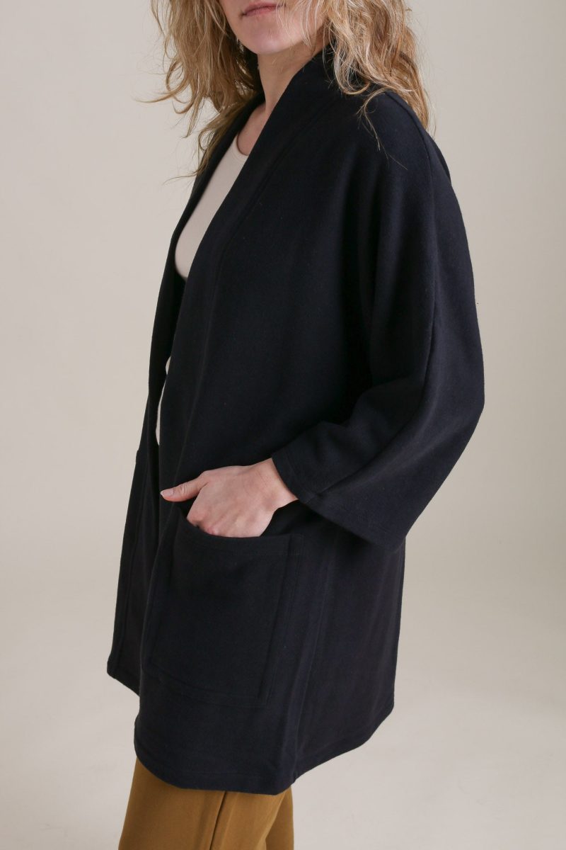 Audra Timberline Cardigan Black Fleece Hemp Cotton 4