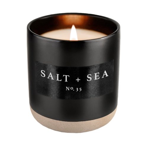 C035BS SALT SEA BLACK STONEWARE CANDLE SWEET WATER DECOR 2023