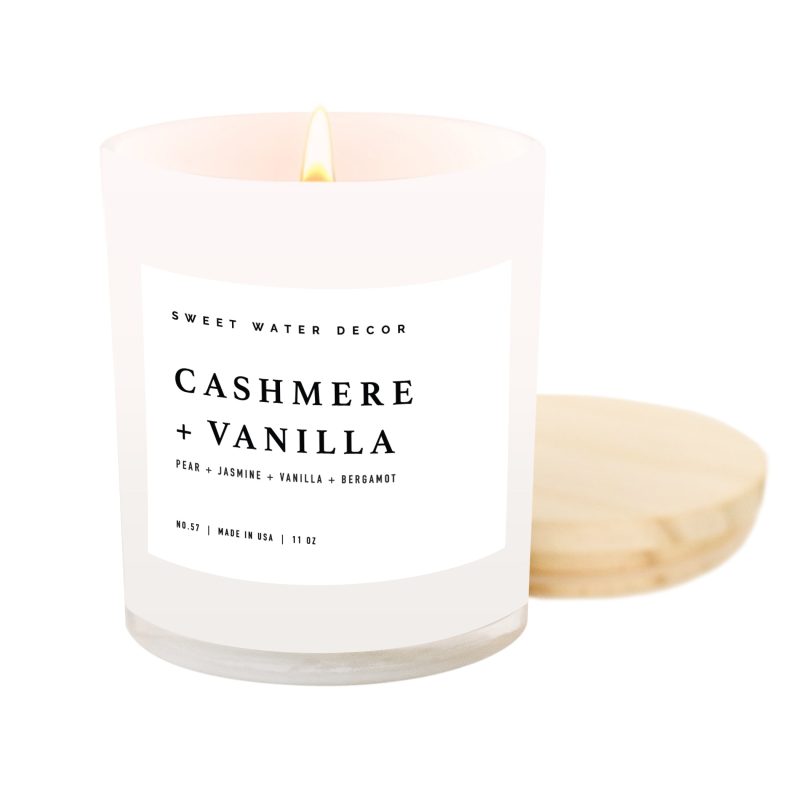 C057WW CASHMERE VANILLA 11OZ WHITE JAR CANDLE 2023 WB SWEET WATER DECOR