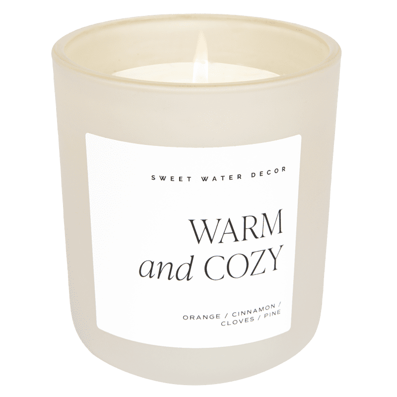 CL102 WARM AND COZY 15OZ TAN MATTE CANDLE WB SOONA JUNE 2023 SWEET WATER DECOR