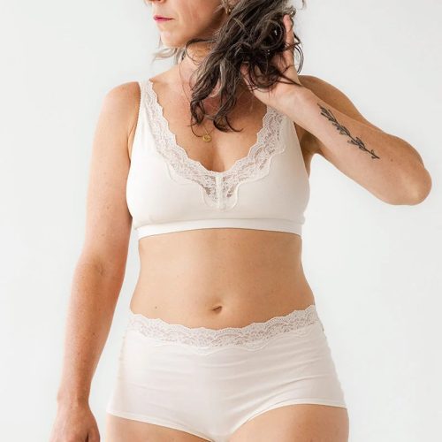 Cotton bralette with lace edge 1