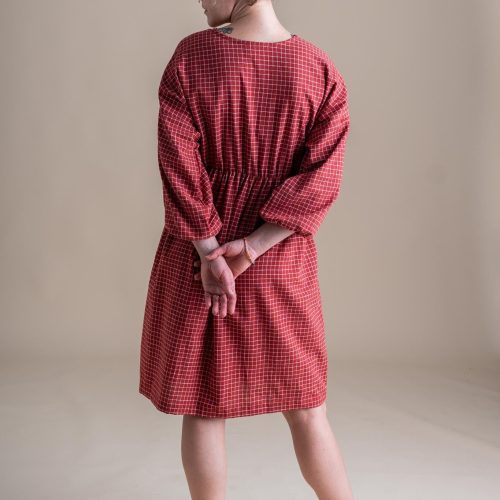 Courtney Clara Dress Red Check Cotton 1