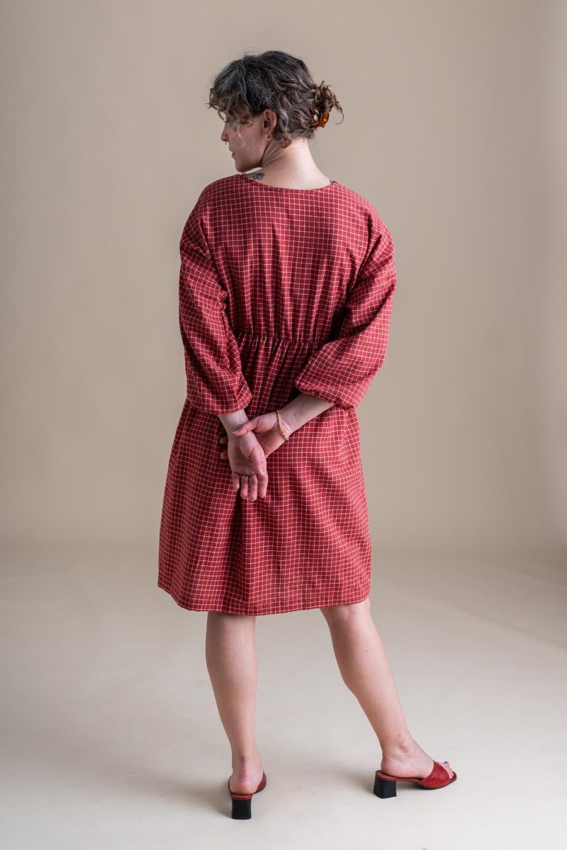 Courtney Clara Dress Red Check Cotton 1