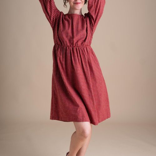 Courtney Clara Dress Red Check Cotton 5