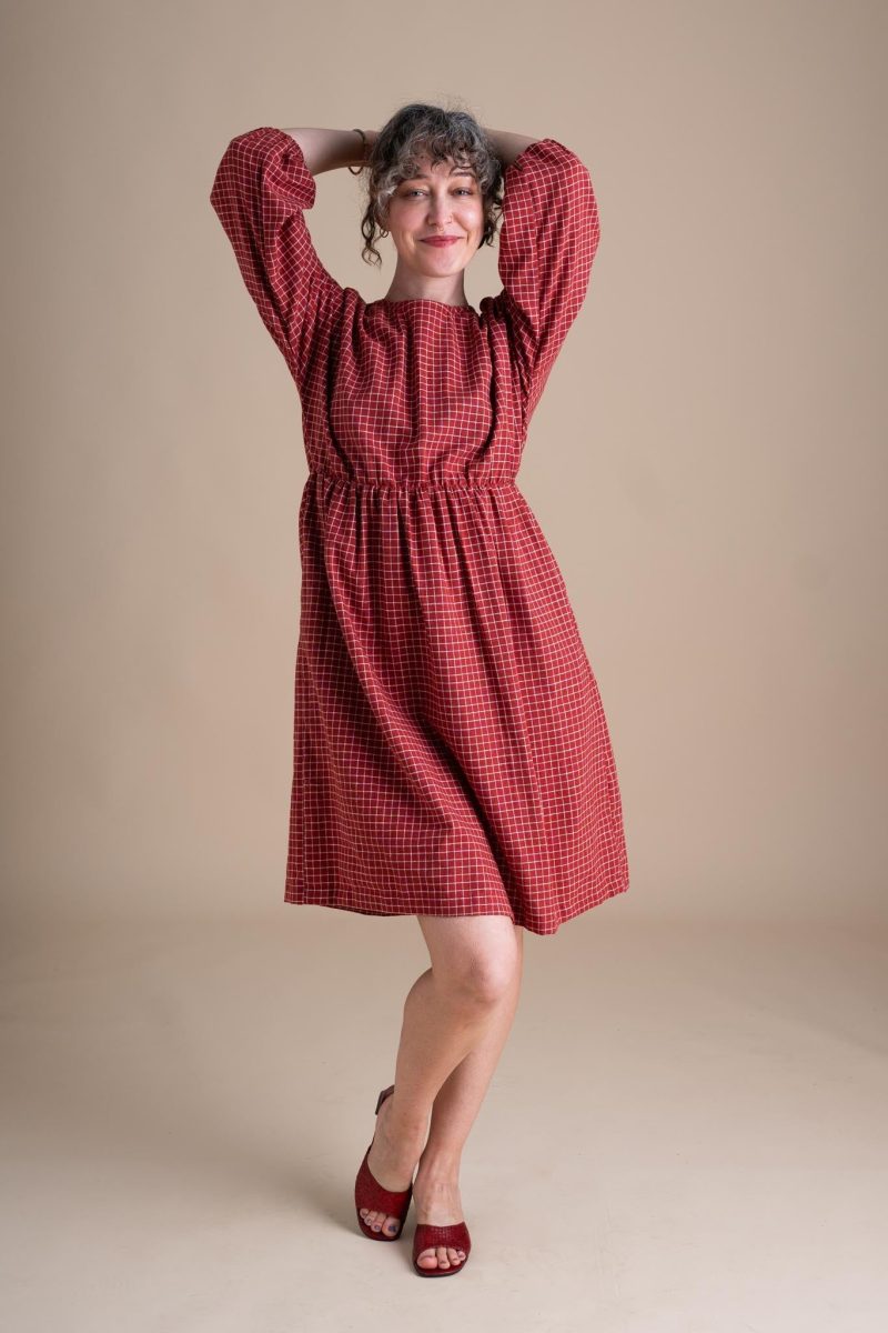 Courtney Clara Dress Red Check Cotton 5