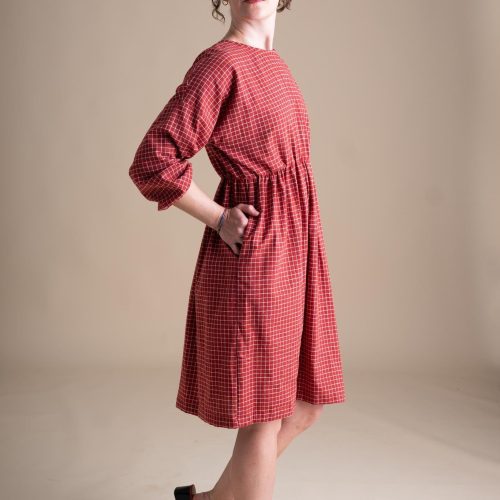 Courtney Clara Dress Red Check Cotton 6