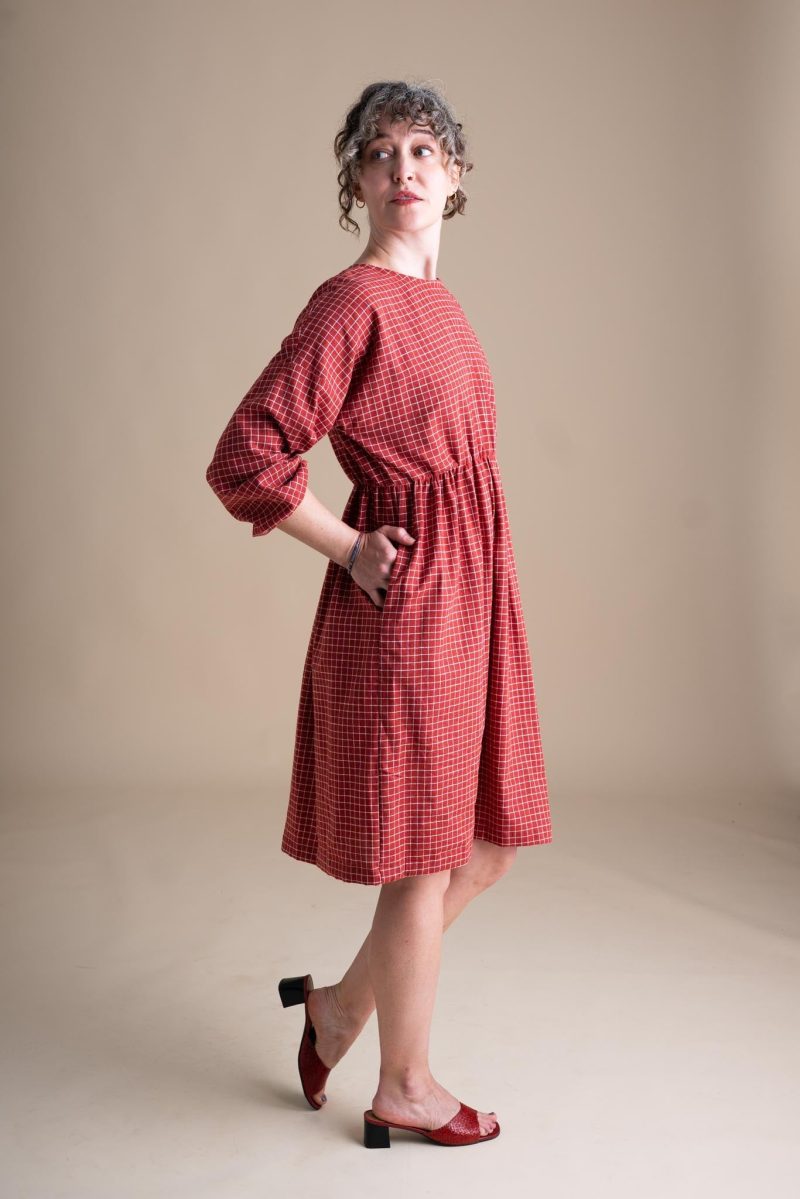 Courtney Clara Dress Red Check Cotton 6