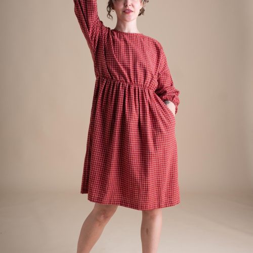 Courtney Clara Dress Red Check Cotton 7