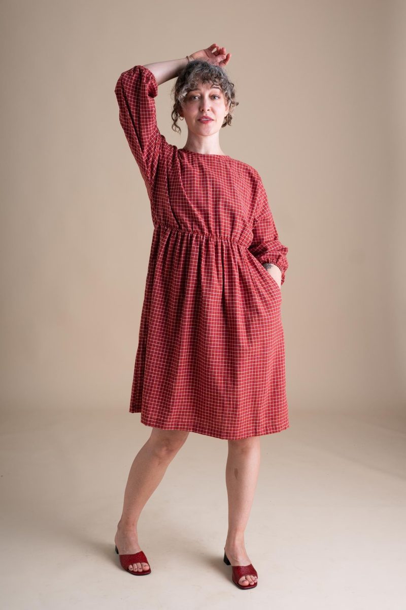 Courtney Clara Dress Red Check Cotton 7