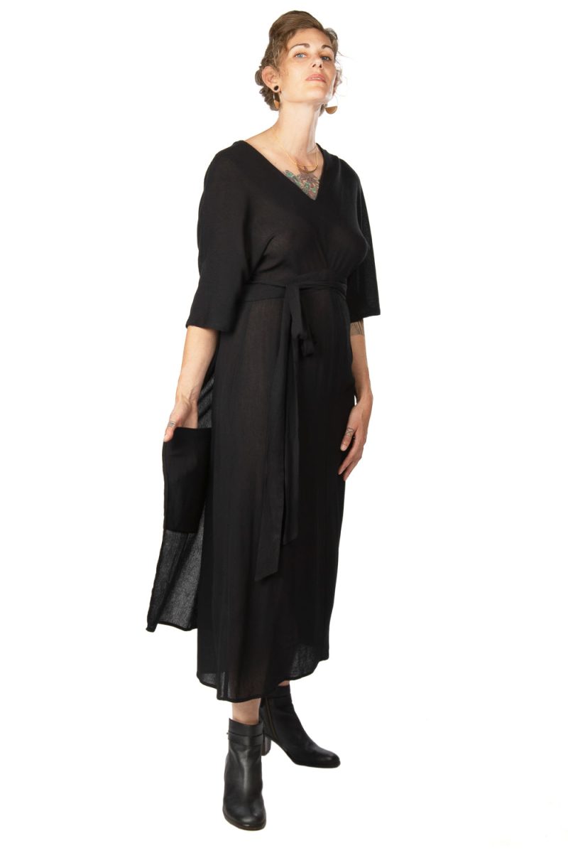 Field Day FW19 diana black wrap dress with pocket 96