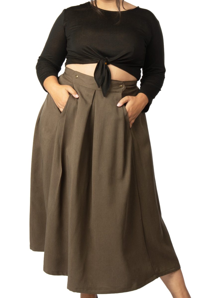 Field Day FW19 rue skirt green plus size with pockets tencel 39