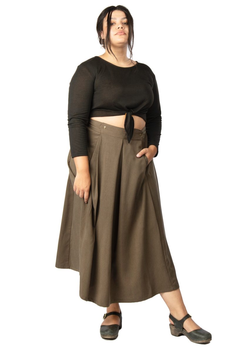 Field Day FW19 rue skirt green plus size with pockets tencel 41