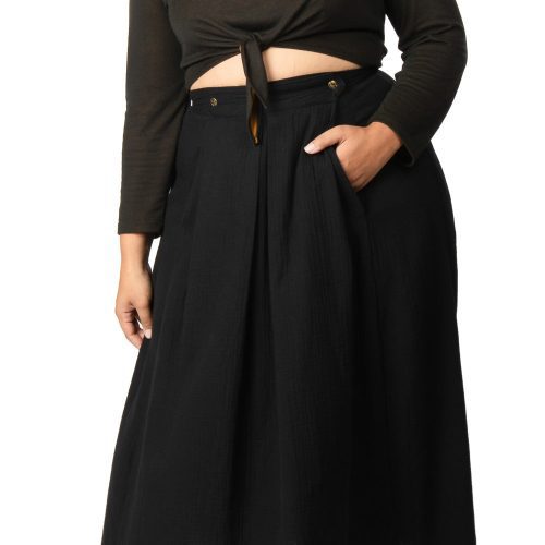 Field Day FW19 tie top black knit cotton double gauze rue skirt plus size 13