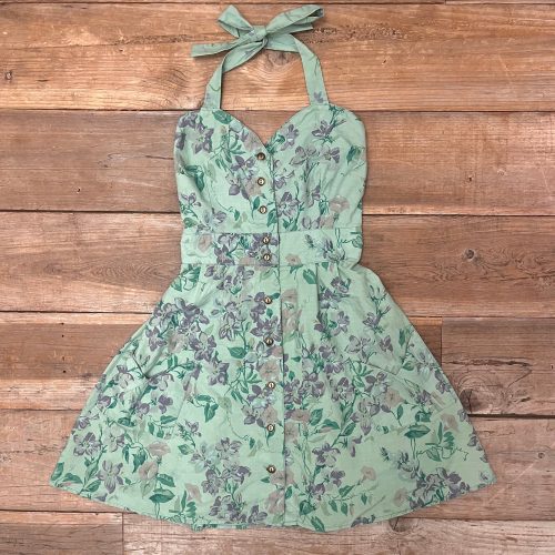 Field Day Over Dyed Bedding Dress Large Green Trumpet Flowers