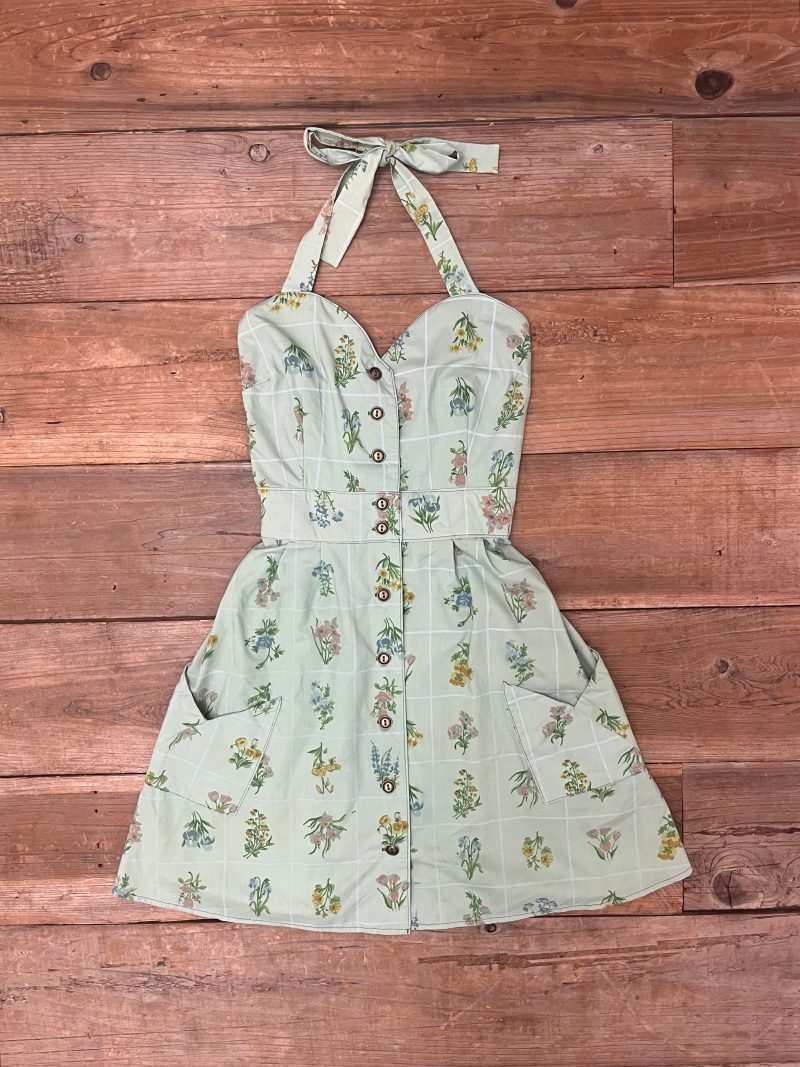 Field Day Over Dyed Bedding Dress Medium Green PicnicFloral