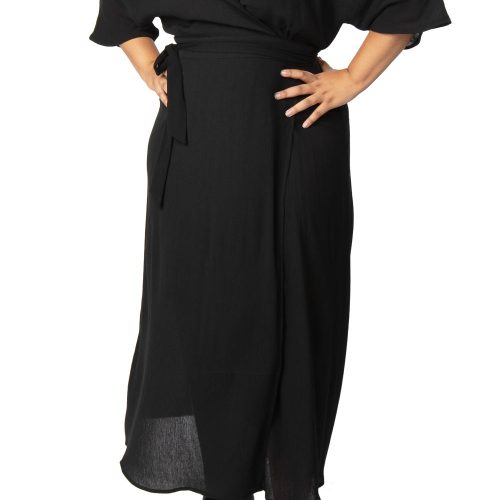 Field Day diana black wrap dress with pocket plus size FW19 90