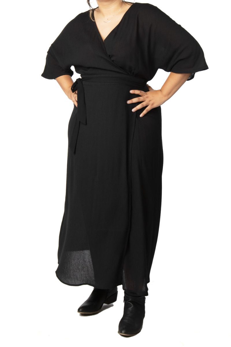 Field Day diana black wrap dress with pocket plus size FW19 90