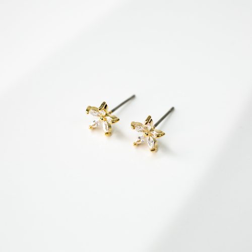 FloraCrystalStudEarrings FL Gold 01