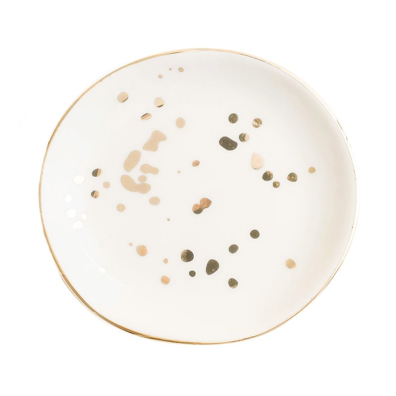 JD011 white speckled jewelry dish sweet water decorcopy