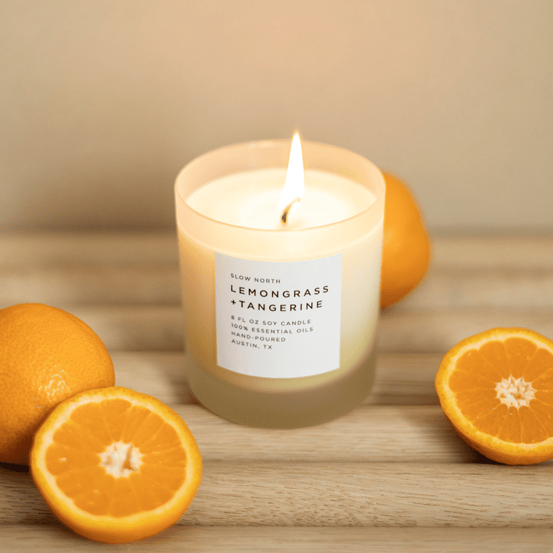 Lemongrass Tangerine candle 8oz Slow North 1