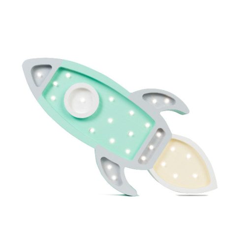 Little Lights Rocket Ship Lamp Mint Gray