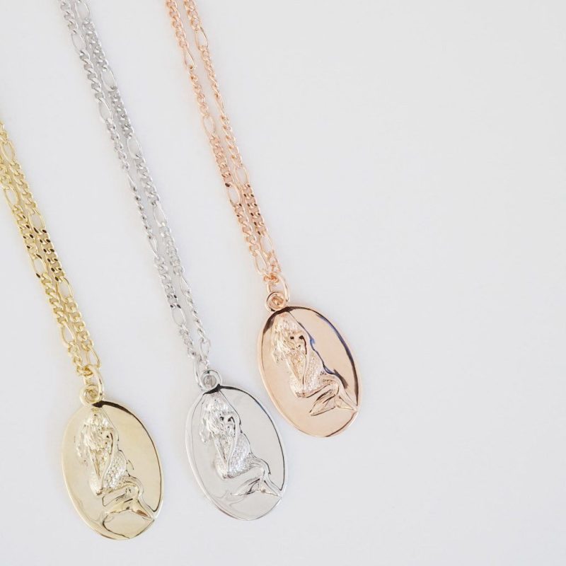 Mermaid Disc Pendant Necklace all 1