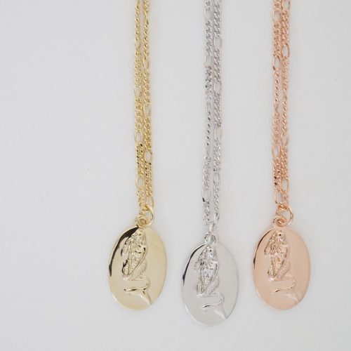 Mermaid Disc Pendant Necklace all 2