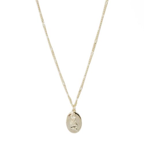 Mermaid Disc Pendant Necklace gold 1WS