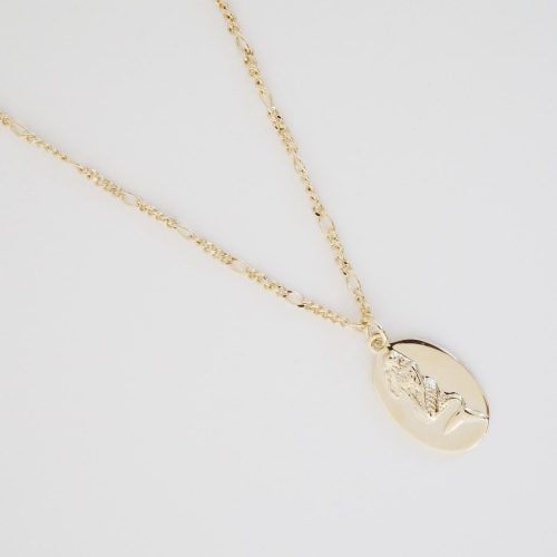 Mermaid Disc Pendant Necklace gold 2