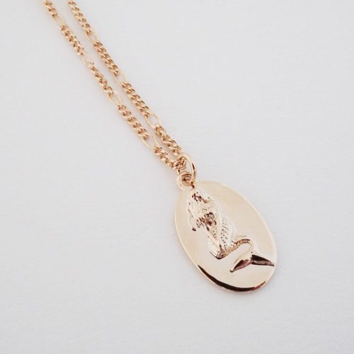 Mermaid Disc Pendant Necklace gold 6