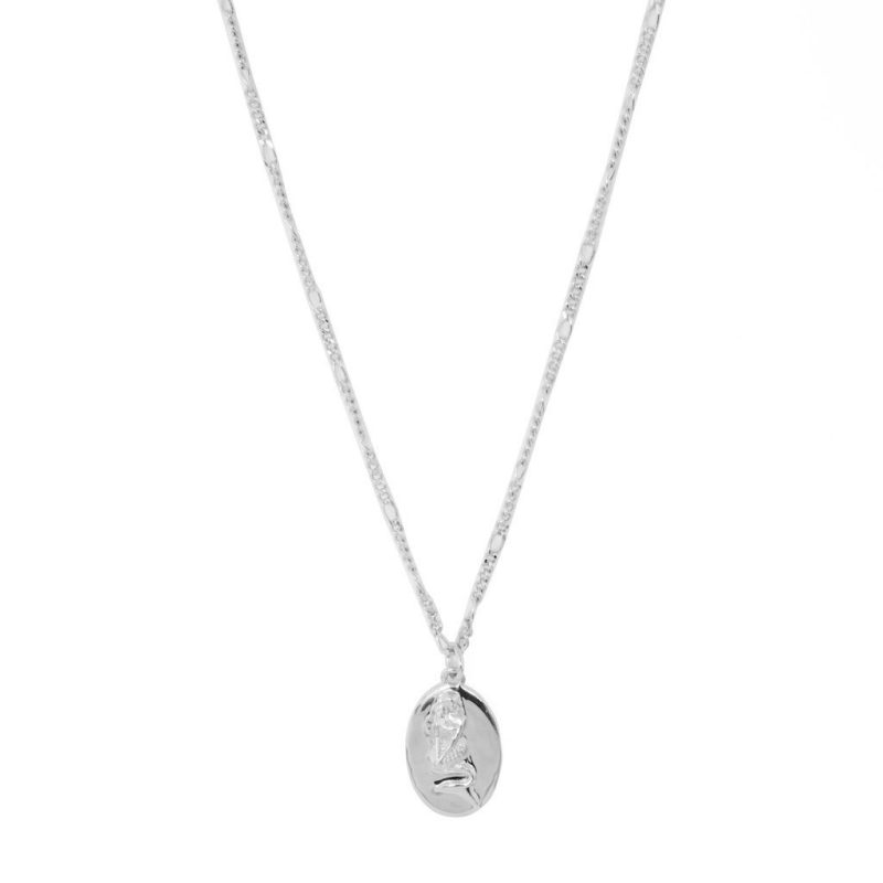 Mermaid Disc Pendant Necklace silver 1WS