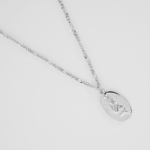 Mermaid Disc Pendant Necklace silver 2