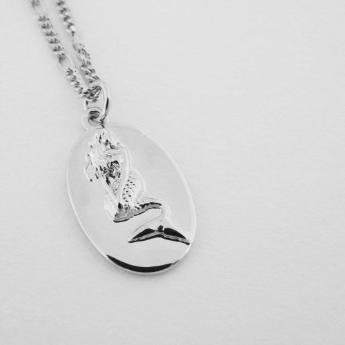 Mermaid Disc Pendant Necklace silver 5