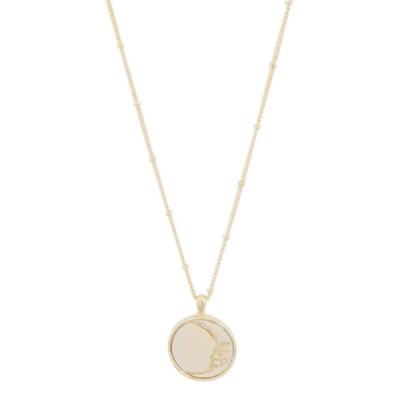 Moon Face Pendant Necklace gold 1