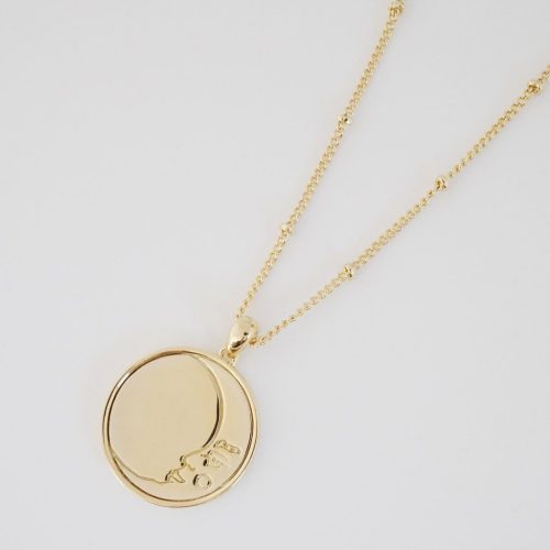 Moon Face Pendant Necklace gold 2