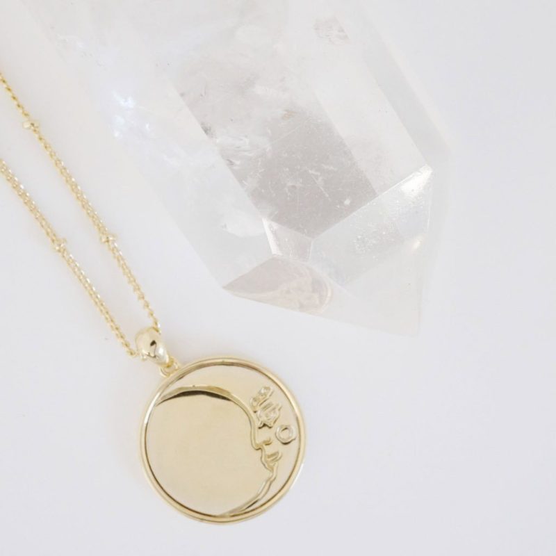 Moon Face Pendant Necklace gold 6