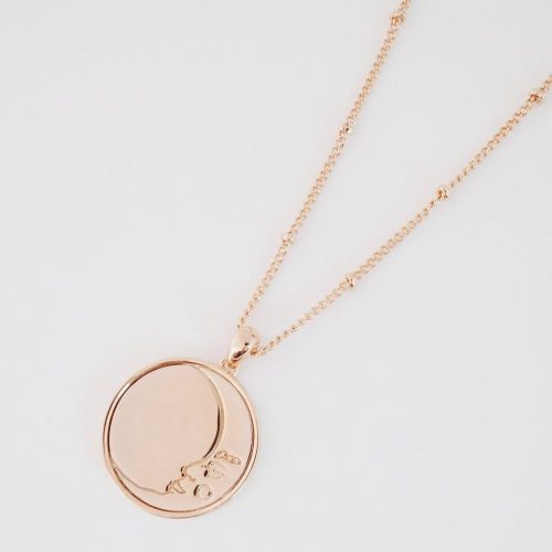 Moon Face Pendant Necklace rose 2