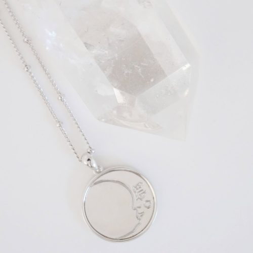 Moon Face Pendant Necklace silver 6