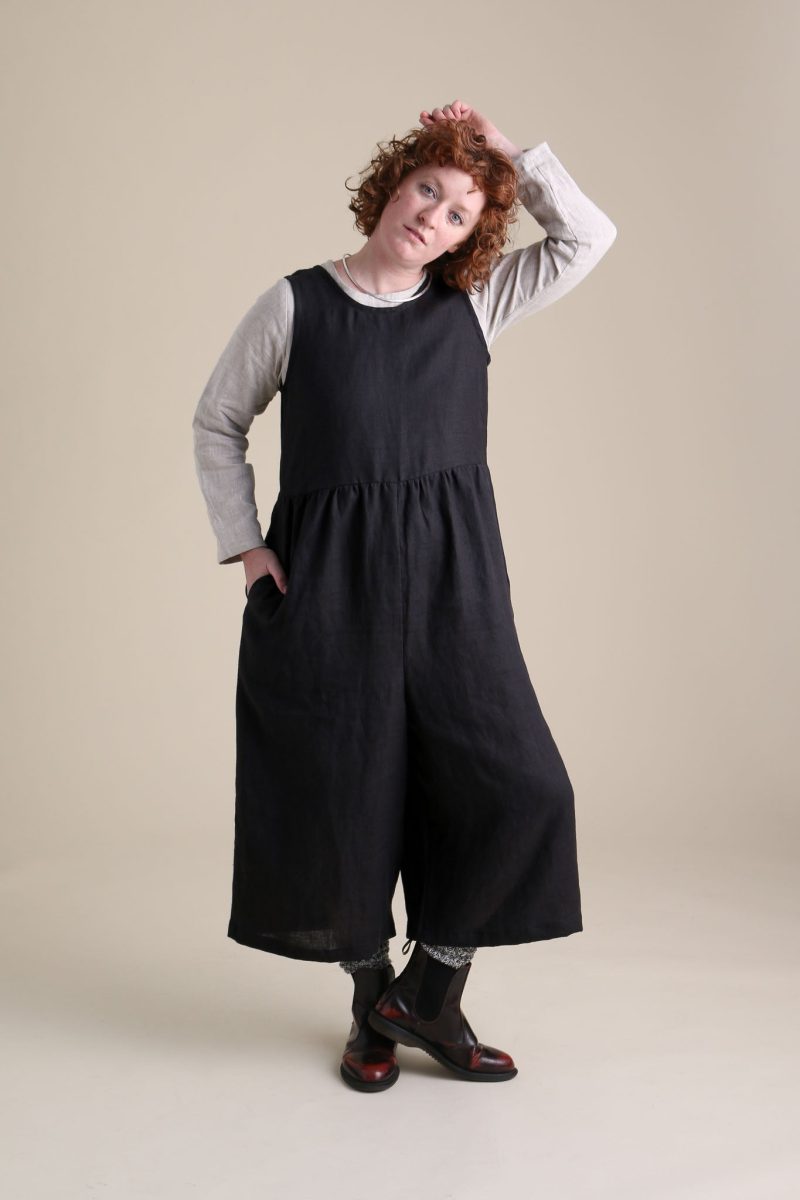 Olivia Backyard Jumpsuit Black Linen 1