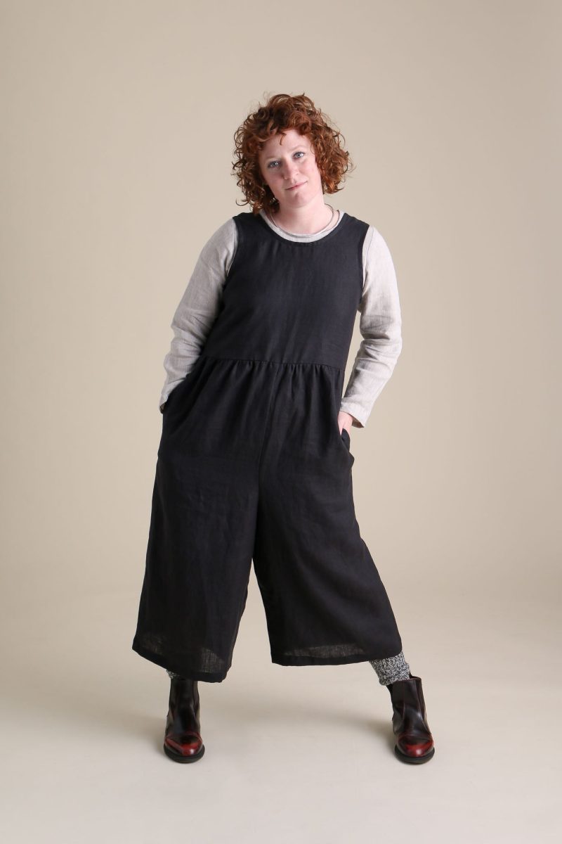 Olivia Backyard Jumpsuit Black Linen 2