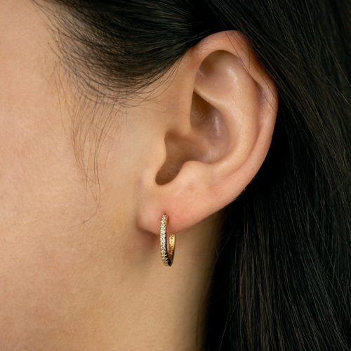 PaveEternityLockingHuggieEarrings Gold OM 01