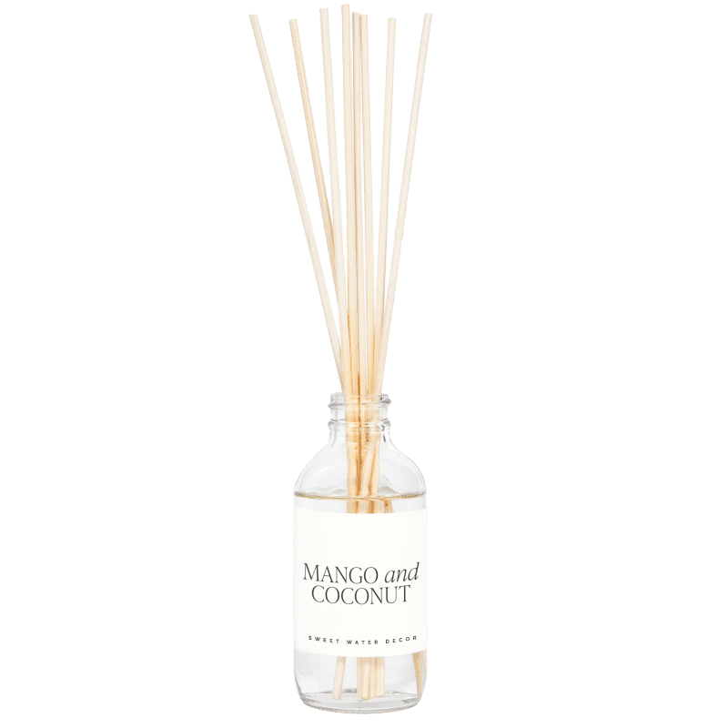 R130C MANGO AND COCONUT CLEAR REED DIFFUSER BOX WB SOONA MAY 2023 SWEET WATER DECOR 2