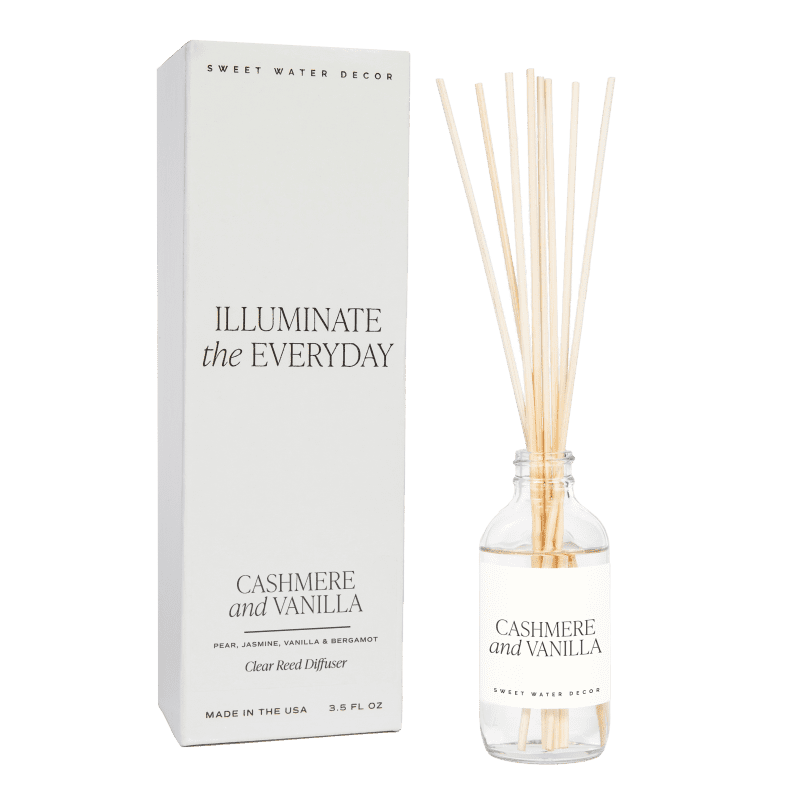 R157C CASHMERE AND VANILLA CLEAR REED DIFFUSER BOX WB SOONA MAY 2023 SWEET WATER DECOR 1