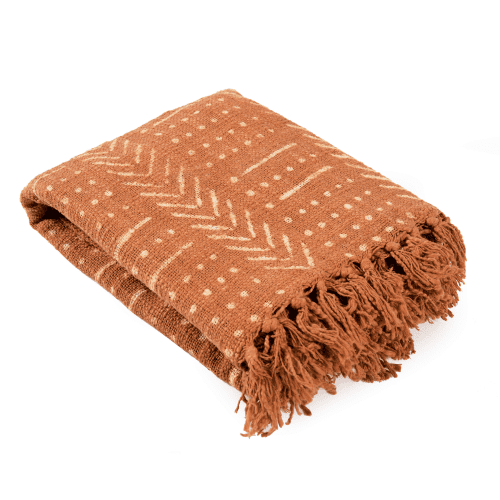 ResistDyeCottonWovenThrow TerracottaDotandArrow