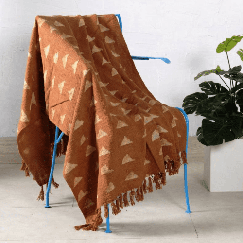 ResistDyeCottonWovenThrow TerracottaTriangle Lifestyle